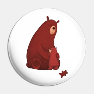 Illustration of bear mom with bear kid Pin