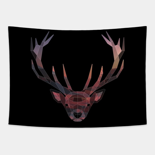 Deer Low Poly Double Exposure Art Tapestry by Jay Diloy