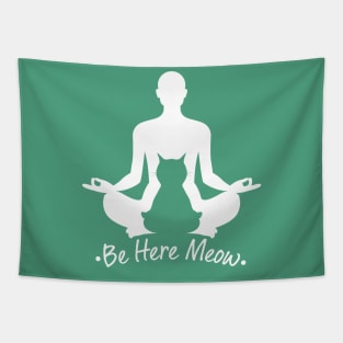 Be Here Meow Yoga With Cats Lovers Gift Tapestry