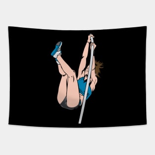 Pole Vault Shirt with Female Pole Vault Jumper Tapestry