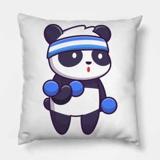 Cute panda lifting dumbell Pillow