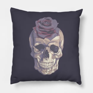 Skull With Flower Head Pillow