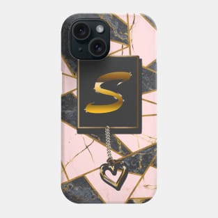 Rose Marble Mosaic Golden Glitters Monogram S Phone Case