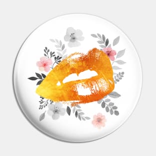 Gold Lips Floral Bohemian Fashion Pin