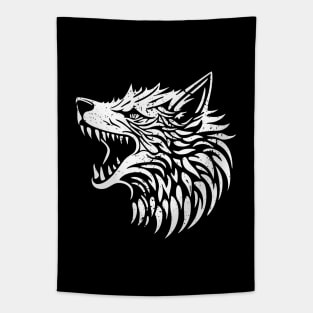 Minimalist Wolf Head - distressed Tapestry