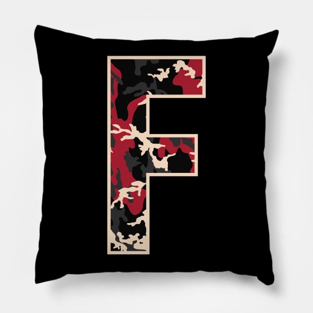 Initial Capital Letter F Camo Alphabet Gift Women Men Boys Girls Pillow by teeleoshirts