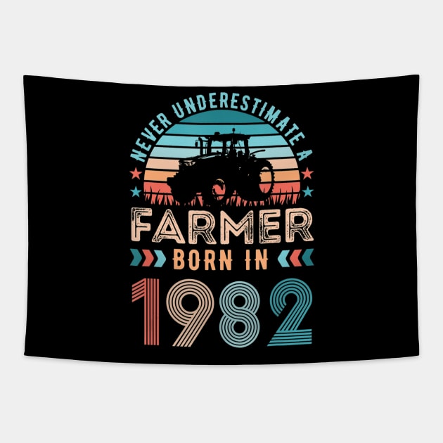 Farmer born in 1982 Farming Gift 40th Birthday Tapestry by Zak N mccarville