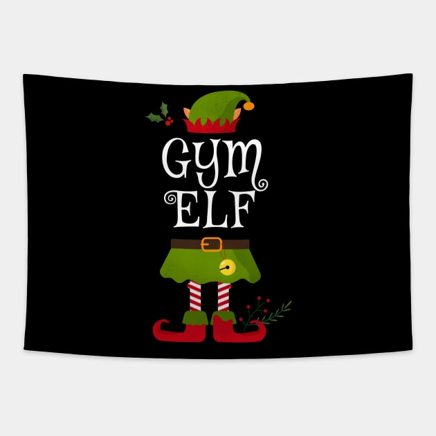 Gym Elf Shirt , Family Matching Group Christmas Shirt, Matching T Shirt for Family, Family Reunion Shirts Tapestry by bkls