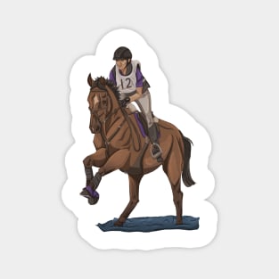 Purple and Bay horse Cross Country XC Smile Magnet