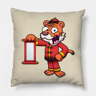 2022 Chinese New Year Cute Tiger With Scroll Pillow