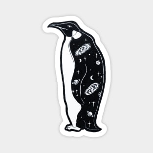 Penguin with Galactic Coat Illustration Magnet