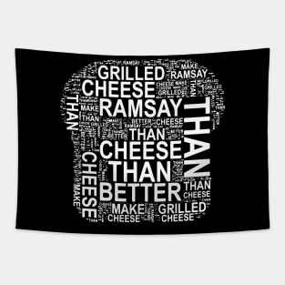 "I can make better grilled cheese than Gordon Ramsay" toast typography doodle - Following the tragedy disaster of "Gordon Ramsay's Ultimate Grilled Cheese Sandwich | Ramsay Around the World" video on youtube. - white Tapestry