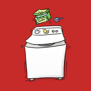 Cute funny washing machine laundry cartoon illustration T-Shirt