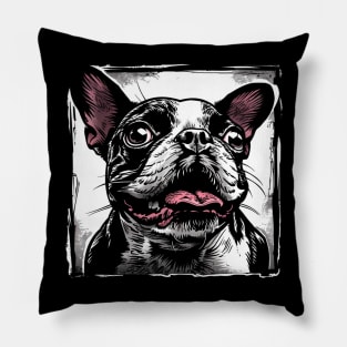 Retro Art Boston Terrier Dog Lover Pillow