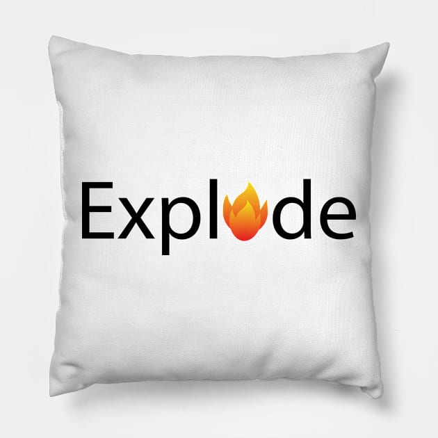 Explode exploding typographic logo design Pillow by D1FF3R3NT