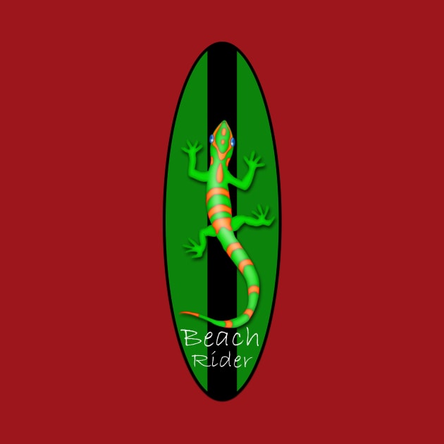 Cool Gecko Lizard Surfboard Rider by funnybones