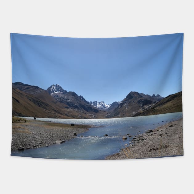 Lago Querococha Peru Tapestry by stevepaint