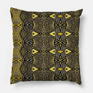 African Tribal Shield - Yellow Black Pillow