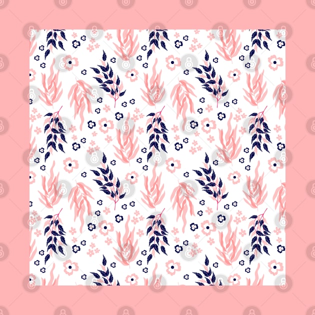 Floral Pink Navy Pattern by Patternos