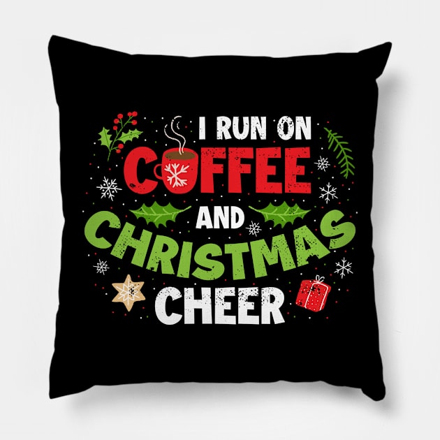 Coffee And Christmas Cheer Funny Christmas Gift Pillow by CatRobot