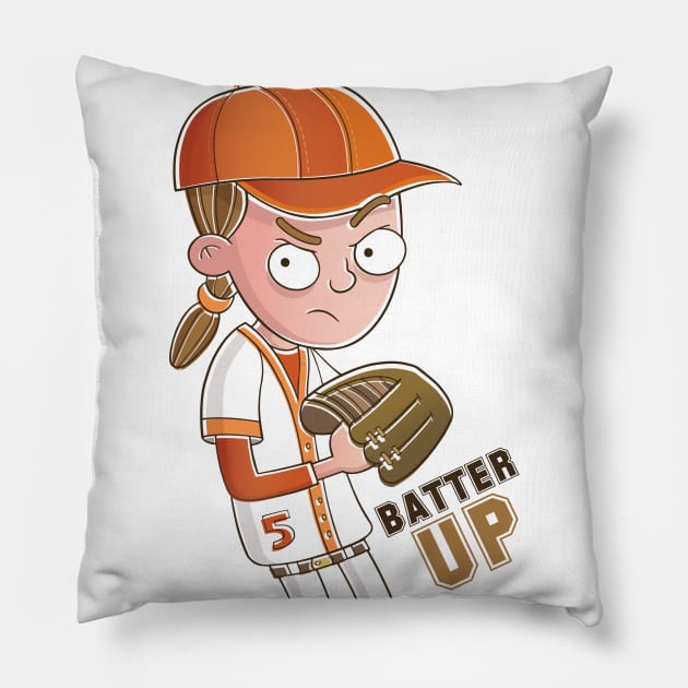 Batter Up! Baseball Pitcher Pillow by vaughanduck