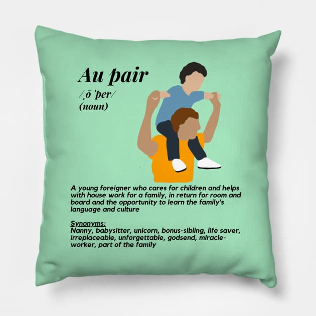 Au pair definition male green Pillow by Wiferoni & cheese