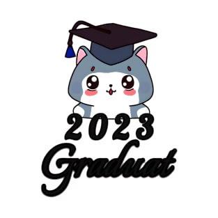 Graduate 2023-Cute Cat Wearing Graduation Cap T-Shirt