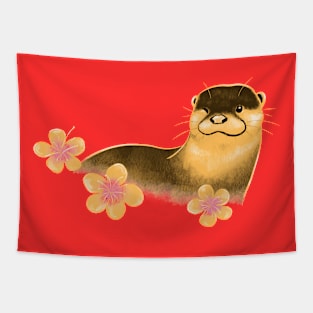 Plum Blossom & Otter Tapestry