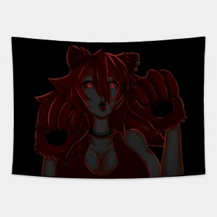 Catgirl Rawr! Yandere Edition Ominous Red Tapestry