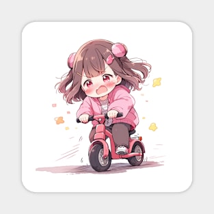 Chibi girl ride a bike Magnet