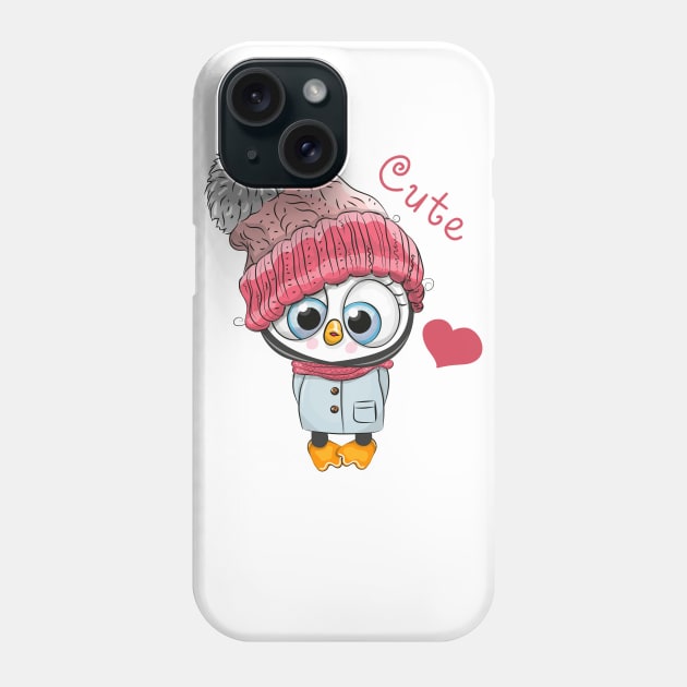 Cute penguin girl in a winter hat and scarf Phone Case by Reginast777