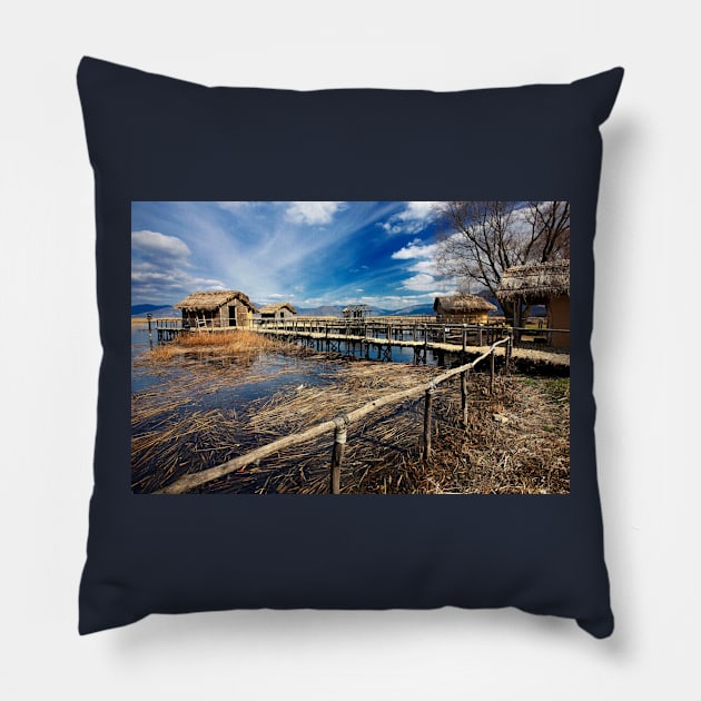 Dispilio - Prehistoric lakeside settlement Pillow by Cretense72