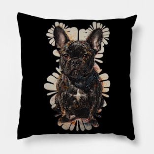 Pencil Sketch Style Black Brindle French Bulldog Pillow