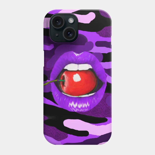 Purple Camo Lips Phone Case by Ellen Jagger Studios