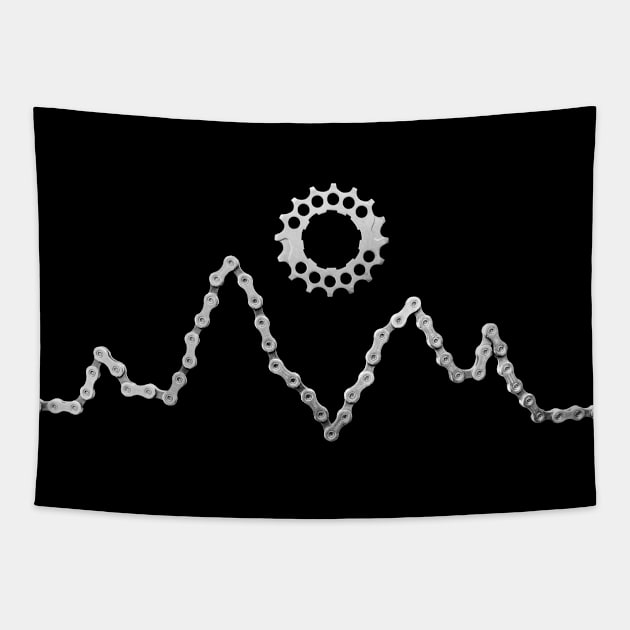 Bike Chain Mountains Tapestry by Velo Donna