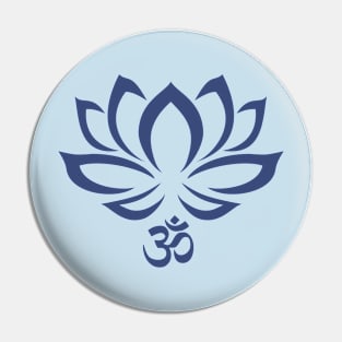 Lotus Flower Om Symbol Blue Pin