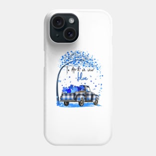 In April We Wear Blue Autism Awareness Puzzle Truck Phone Case