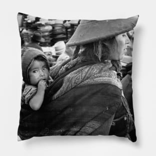 Vintage photo of Peruvian Woman with Baby Pillow