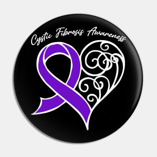 Cystic Fibrosis Awareness Heart Ribbon Gift Valentines Day - In This Family Nobody Fights Alone Pin