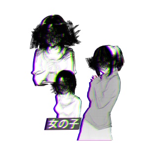 GIRLS (GLITCH) SAD JAPANESE ANIME AESTHETIC T-Shirt