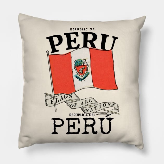 Vintage Peru Country Flag Pillow by KewaleeTee