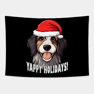 Bernedoodle Christmas Gift Yappy Holidays Santa Dog Tapestry