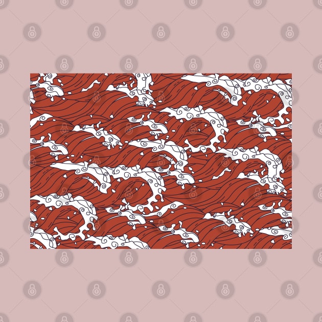 Seamless Oriental Red Sea Pattern by MaknArt