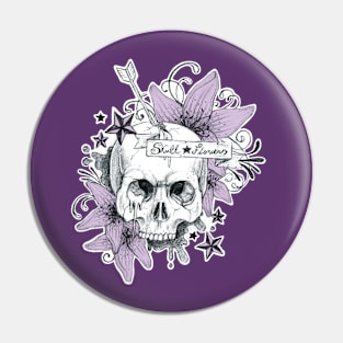 Skull and flowers Pin