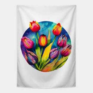 Beautiful Tulips of Vibrant Colors Tapestry