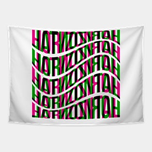 Horizontal Waves Typography (Magenta Green Black) Tapestry