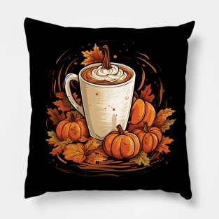 Autumn Coffee, Halloween Pumpkin Latte Drink Cup Pillow