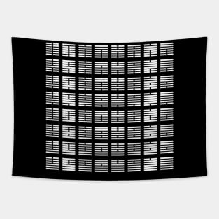 I Ching hexagrams - White on Black Tapestry