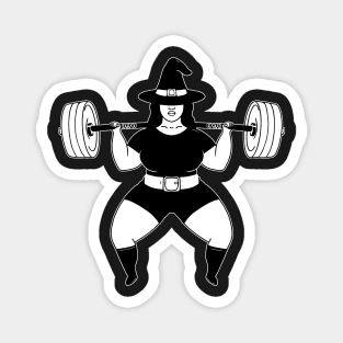 Powerlifter witch Funny Halloween Gym Magnet