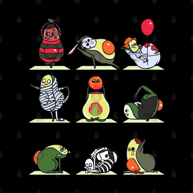 Avocado Yoga Halloween Monsters by huebucket